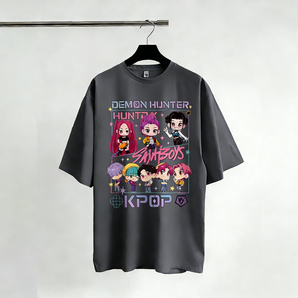 KPop Охотники на демонов Футболки Женские Мужские Ретро Кино Футболка Графическая Футболка Уличная Одежда Футболка с коротким рукавом Летние Повседневные Топы Мода 2026