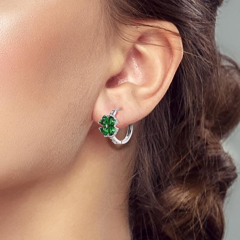 925 Sterling Silver Earrings Women Sparkling Large Four-Leaf Clover Hoop Earring For Anniversary Wedding Jewelry Gifts