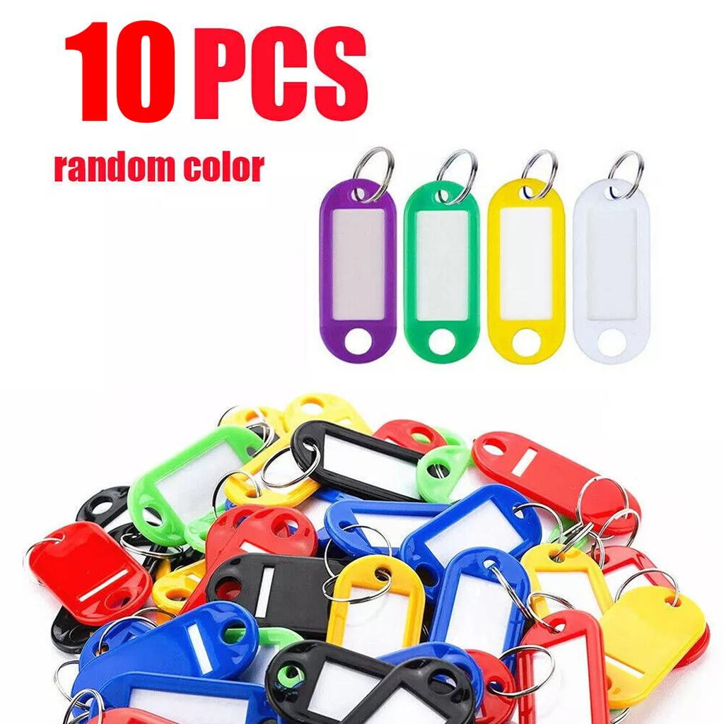 5-200pcs Plastic Key Tags With Split Keychain Ring Label Window For Diy Key Chain Kit Numbered Name Luggage Tags Accessories