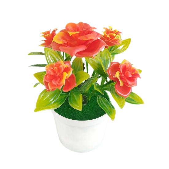 Potted Plant Lifelike Artificial Plastic Simulation Flowers Pot for Home