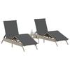 VidaXL Chaises longues lot de 2 avec table gris clair résine tressée, transat, lit de repos de jardin, meuble d'extérieur, 4002715