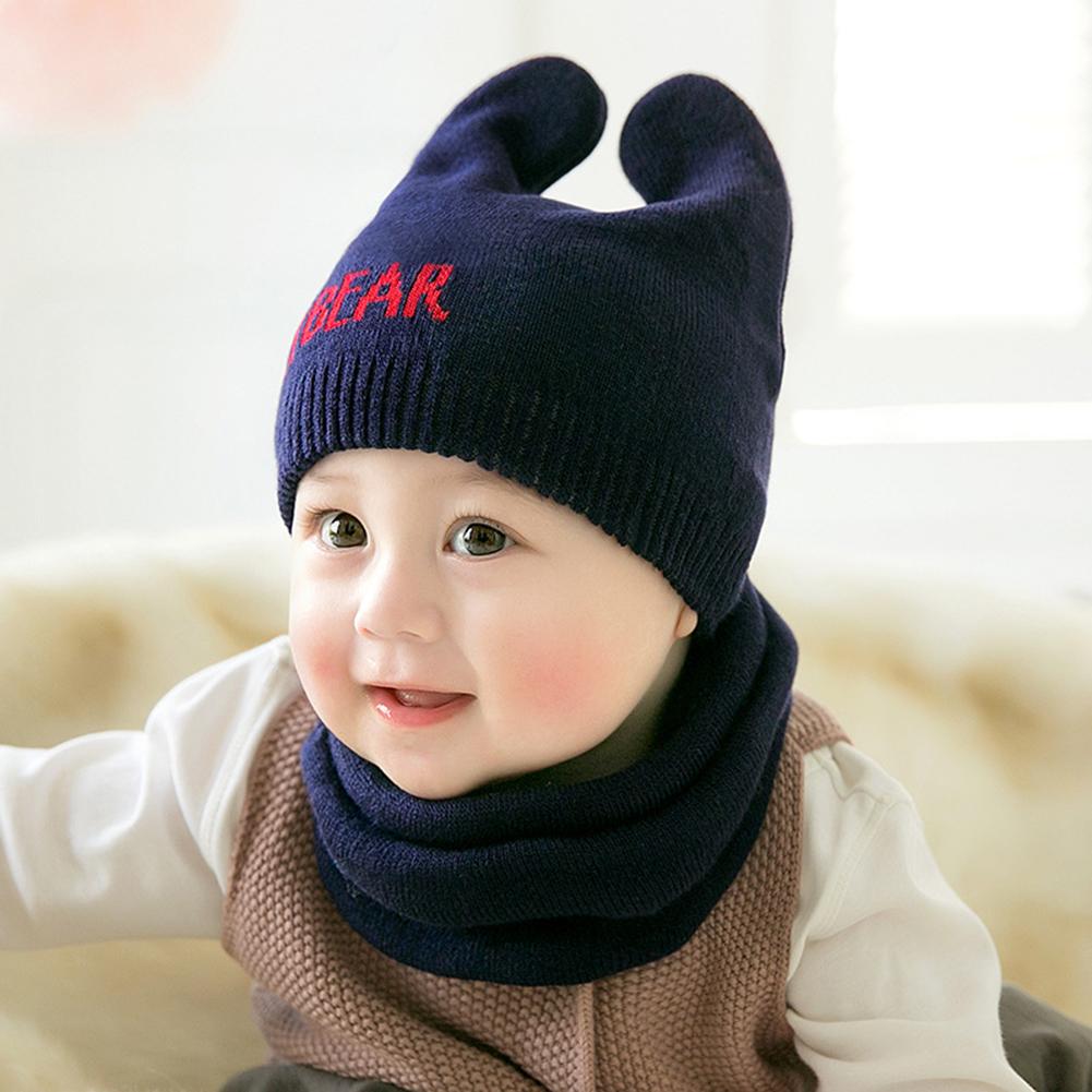 2PCS/Set Newborn Cap + Scarf Suit Warm Knitted Hat Neck Warmer Gaiter