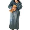 Women's Flannel Nightgown Fuzzy Fleece Sleepdress Loose Crew Neck Long Nightdress with Pockets Cozy Plush Warm Winter Pullover Loungewear