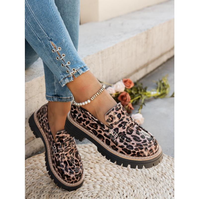 Новый Стиль Толстая Подошва Большой Размер Кожаная Пряжка для Ремень Ретро Женские Однобортные Туфли