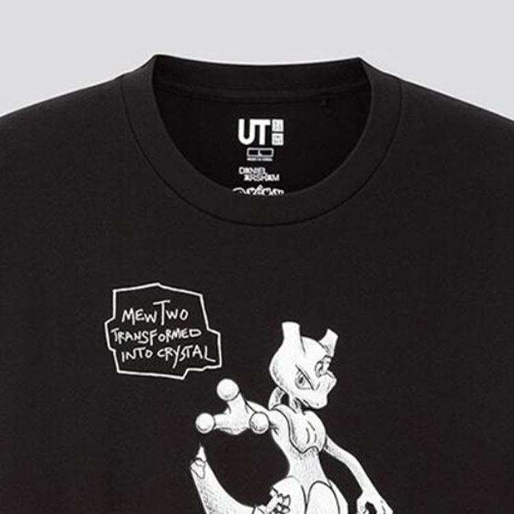 Uniqlo X Pokemon Коллаборация Аниме Принт с Буквами Круглый Вырез Короткий Рукав Футболка Унисекс Футболка Черный 430585-09