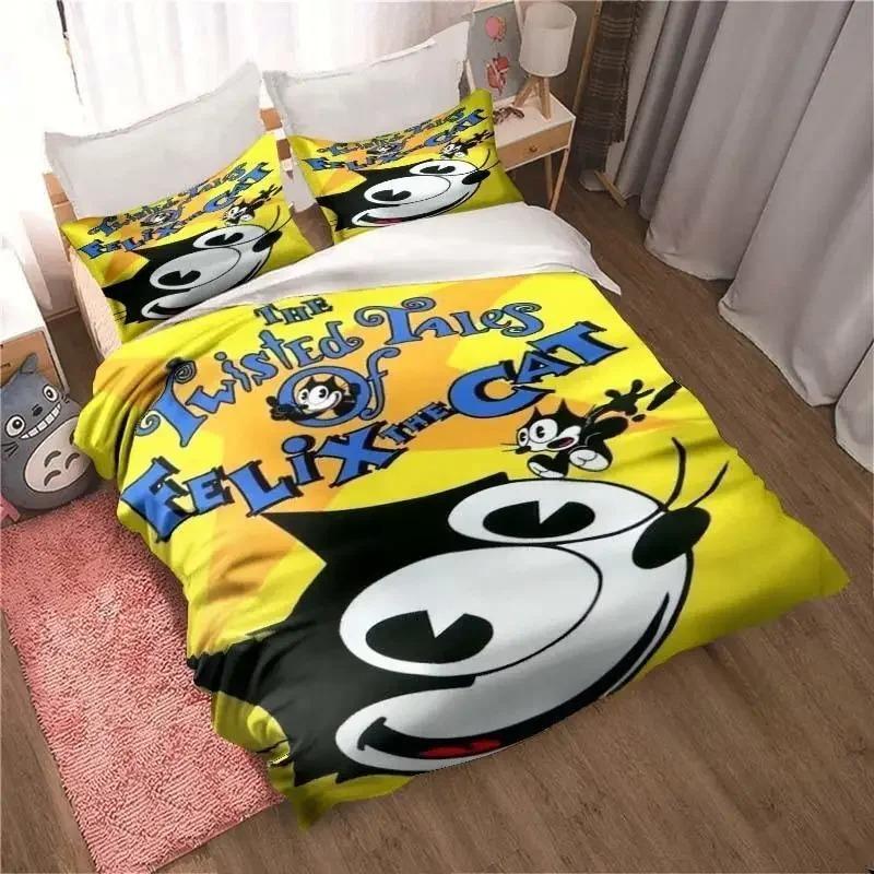 Cartoon Felix Cat Bed Set Home Decoration for Boy and Girl Feline-Follies Duvet Cover Pillowcase Single Double Large Size