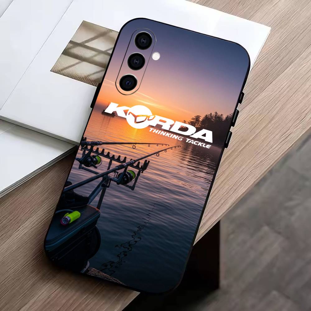 Korda F-Fishing Tackle Phone Case For Samsung Galaxy A73,A72,A71,A70,A53,A52,A51,Soft Silicone Black Cover