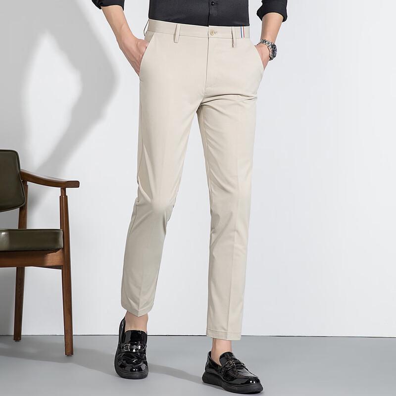 MONTAGUT Мужские укороченные брюки, не требующие глажки, устойчивые к сминанию, в стиле business casual