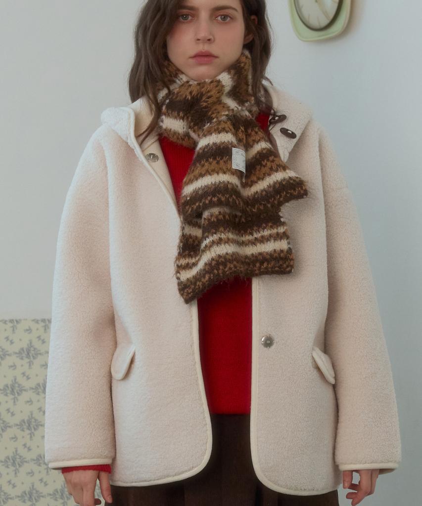 Зимнее облако Розовый ананас Пальто-халат_Слоновая кость