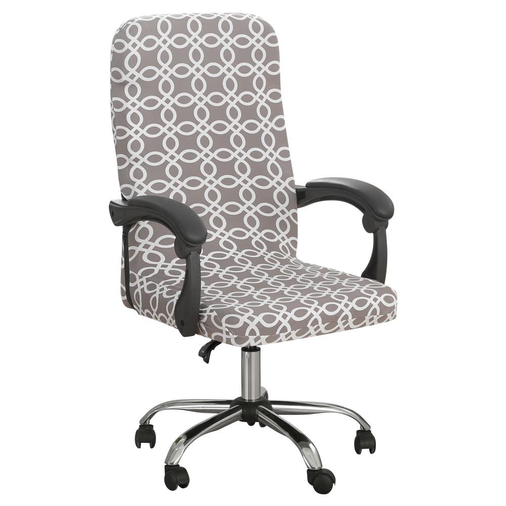 Office Computer Chair Cover Dust-proof, Geometry Stretch Printed, Elastic Game Chair Slipcover, Rotatable Armchair Protector,M/L