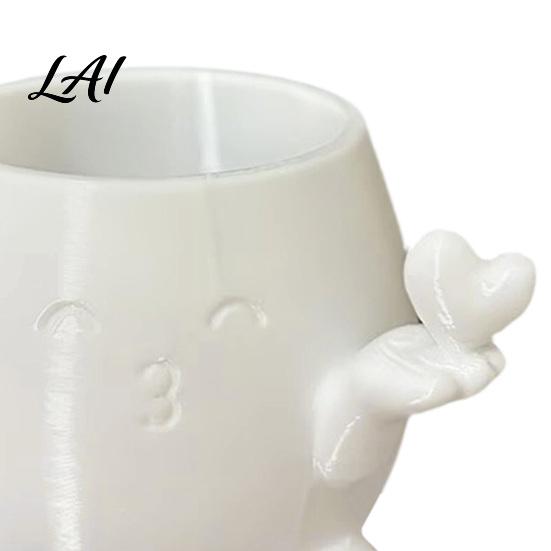 Small Indoor Plant Container Cute Succulents Planter 3D Printed Pot with Hand Holding Heart Niche Desk Accessories for Resin Flower Home Office