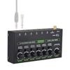 6-Channel Audio Mixer Mini Audio Mixer Stereo Mono Switching 6.35mm TRS/TS Input Metal Shell Type-C