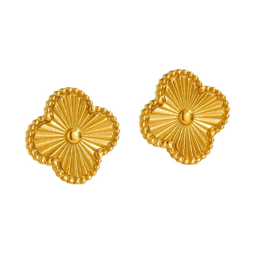 Новые серьги-цветы Dopamine не теряют цвет, пожилая женщина, личность, простые ювелирные изделия, серьги из титановой стали с четырьмя листами клевера