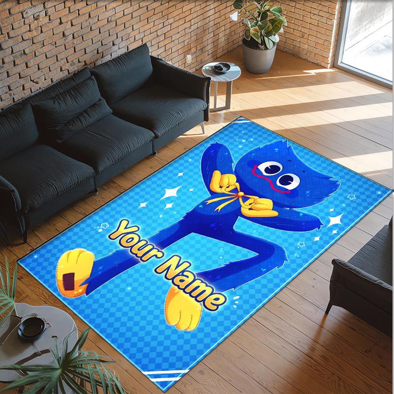 Personalized Crystal Velvet Carpet Custom Name Text,Poppy Playtime Anti Slip Area Rug For Home Decoration