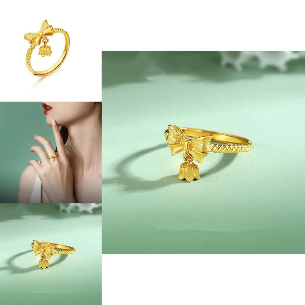 Trendy Brass Butterfly Knot Ring Featuring Adjustable Size And Beautiful Flower Design