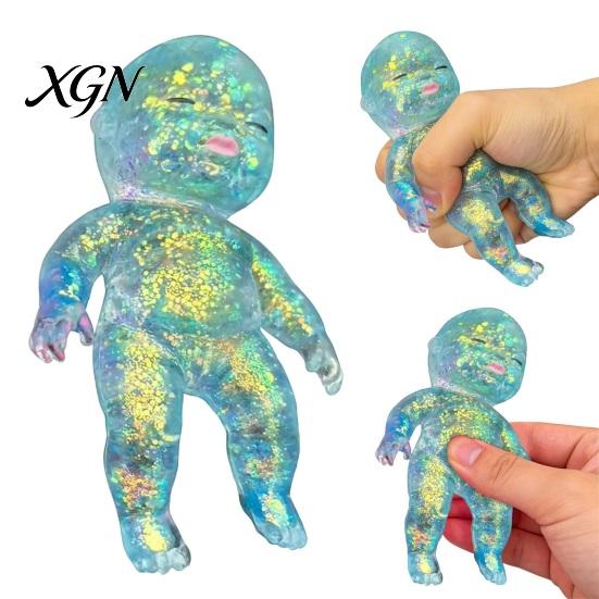 Babies Sensory Toy Glitter Stress Relief Slow Rising Anxiety Relieving Mini Baby Reduction Squeeze Soft Stretchy Relaxation Ball Fidget
