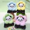 Plush Panda Animal Keyring Pendant With Flower Hat For Bag Decor And Key Chain