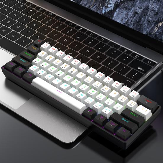 Проводная механическая игровая клавиатура с RGB-подсветкой, эргономичный дизайн, 61 клавиша, компактная мини-проводная офисная клавиатура для ноутбука