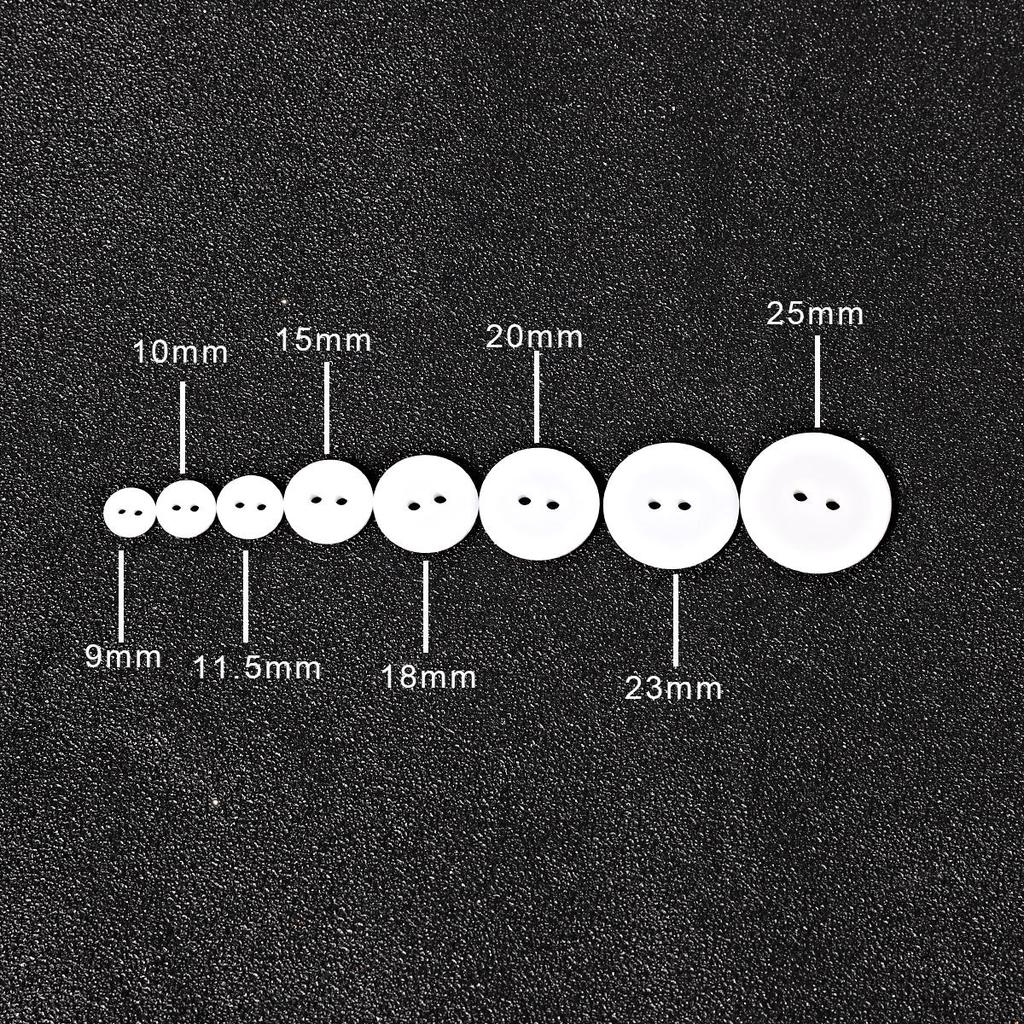 Resin Sewing Button Scrapbooking Round White Black 2 Holes 9/10/11.5/15/18/20/23/25 Mm