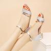 Fashion Women's Shoes 2024 Hot Sale One-word Buckle Women's Sandals Summer Solid Sequins Open Toe Low-heeled Sweet Daily Sandals Women