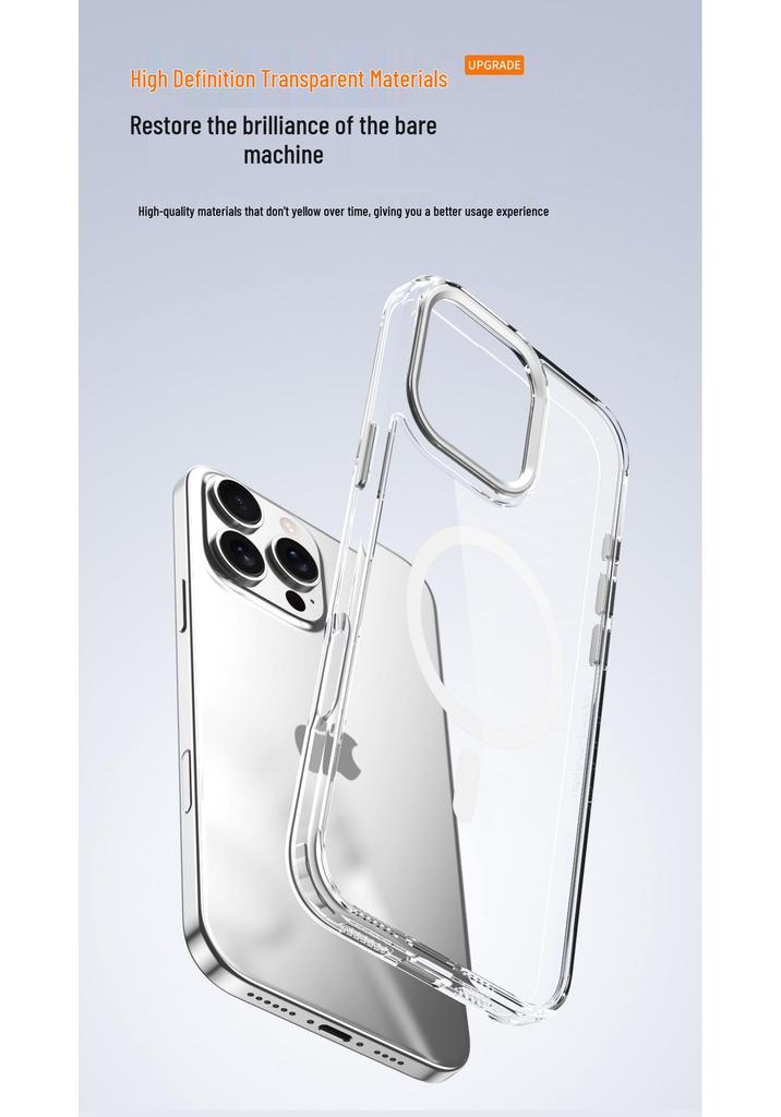 MagSafe Compatible Magnetic Clear Phone Case for iPhone 15/16 Pro Max, Skin-Like Design