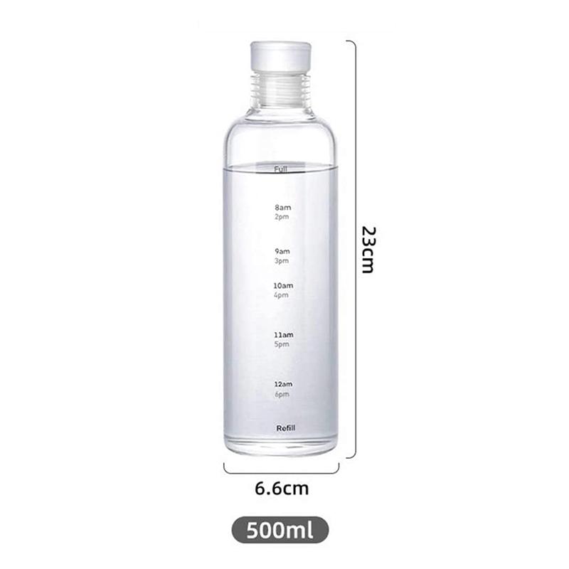 Пластиковая бутылка для воды, герметичная, стакан для молока, сока, спортивная бутылка для воды с маркером времени и уплотнительной сеткой, прозрачная чашка 500 мл