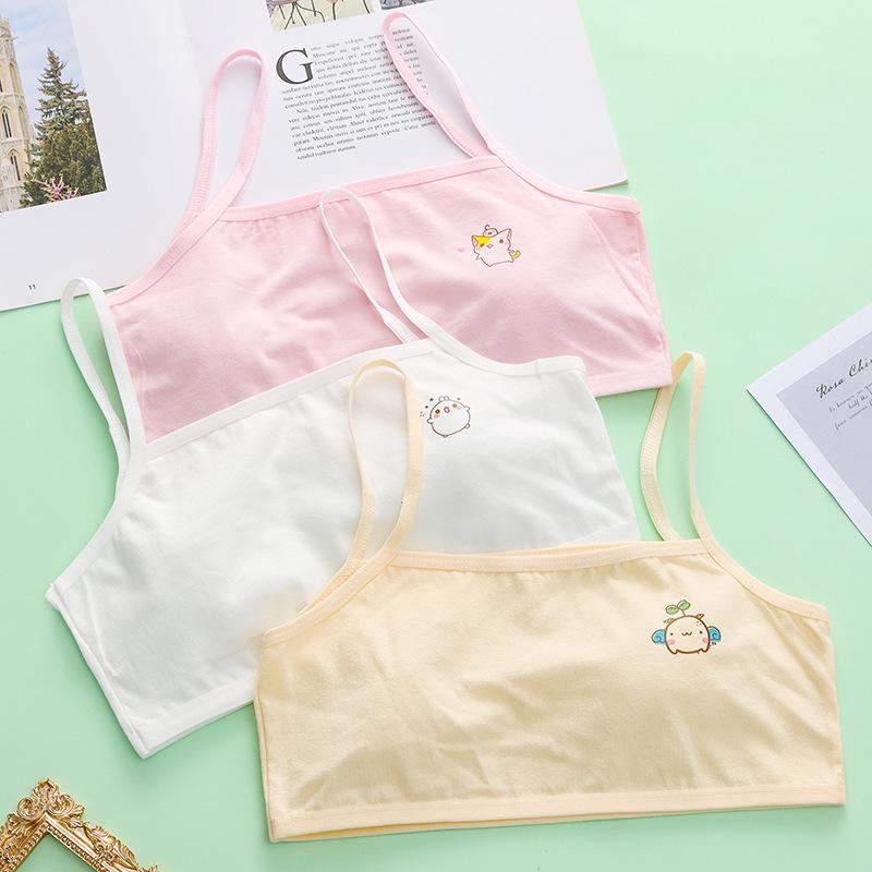 Комплект тренировочного бюстгальтера и жилета из чистого хлопка с мультяшным рисунком для девочек