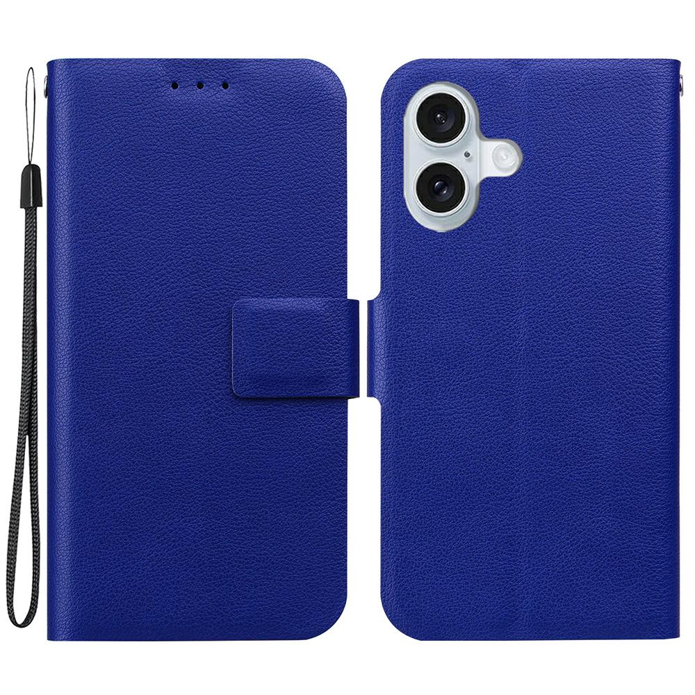 Чехол для iPhone 16 Ультратонкий из ПУ кожи + ТПУ Чехол для телефона со слотом для карт - Черный