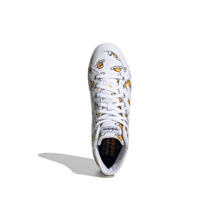 adidas Gudetama X Neo Bravada Средние парусиновые с принтом Повседневные спортивные Нескользящие высокие кеды для скейтборда Унисекс Кроссовки Молочно-белый FY2939