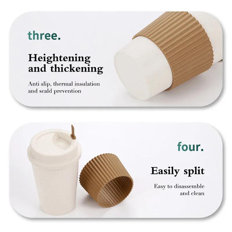 450 мл кофейные чашки с крышками из пшеничной соломы многоразовые портативные кофейные чашки можно мыть в посудомоечной машине кофейная кружка для кофе и чая дорожные чашки