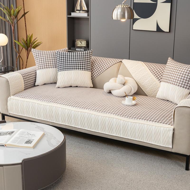 Thousand Bird Grid Splicing Sofa Cover Chenille Non-slip Sofa Cover All-season Universal Sofa Cushion for Living Room Home Decor