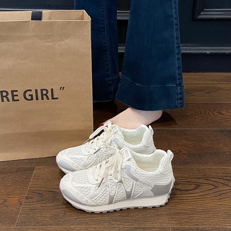 Женские дышащие повседневные спортивные кроссовки, летняя сетка, новинки европейского рынка 2025, модные универсальные кроссовки на толстой подошве