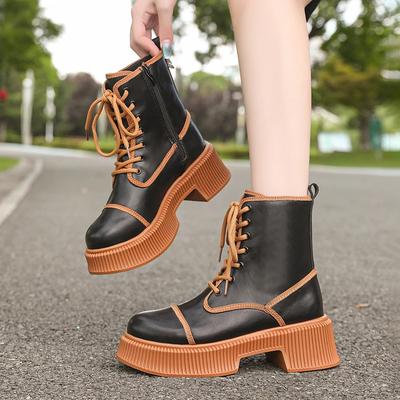 2024 Новые модные удобные весенние и осенние женские сапоги, цветные сапоги телесного цвета с круглым носком и боковой молнией