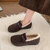 Модная женская хлопковая обувь 2024 Зимние слипоны Теплые плюшевые хлопковые туфли Уличная повседневная модная удобная обувь для шопинга женская