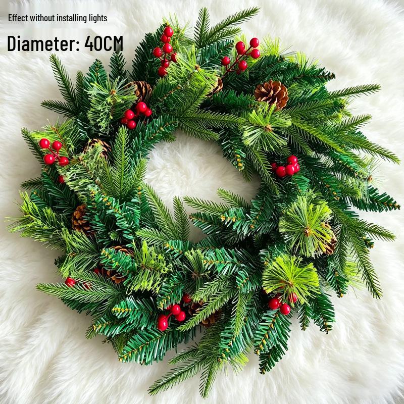 Green PE Creative Christmas Wreath for Door and Window Holiday Decorations