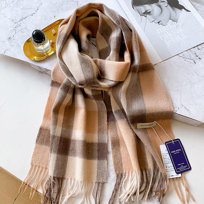Hokkaido Pure Cashmere Couple Plaid Scarf Winter Women's Warm High-end Scarf Men