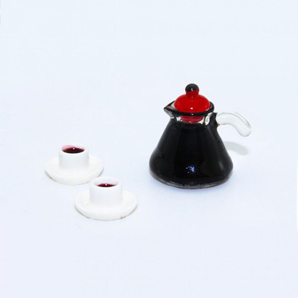 3 шт., мини-кофейник, чашка, игрушка, миниатюрная модель для кукольного домика 1/12 1/6, аксессуары