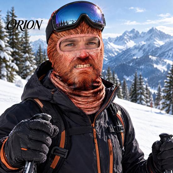 Winter Sports Face Covering Realistic Print Ski Mask for Winter, Old Man Balaclava Snowboarding Fleece Mask, Windproof Full Cover Neck Gaiter Outdoor