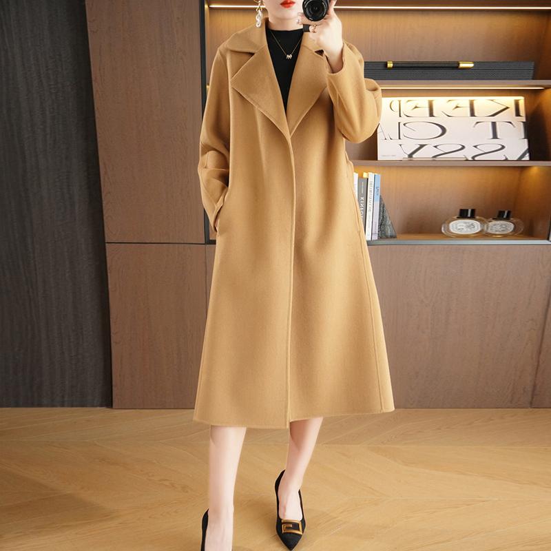 Женское пальто из 100% шерсти TIDENOVEL Осеннее шерстяное длинное пальто Ручной работы Пальто-бушлат Зимняя теплая шерстяная длинная куртка Пальто