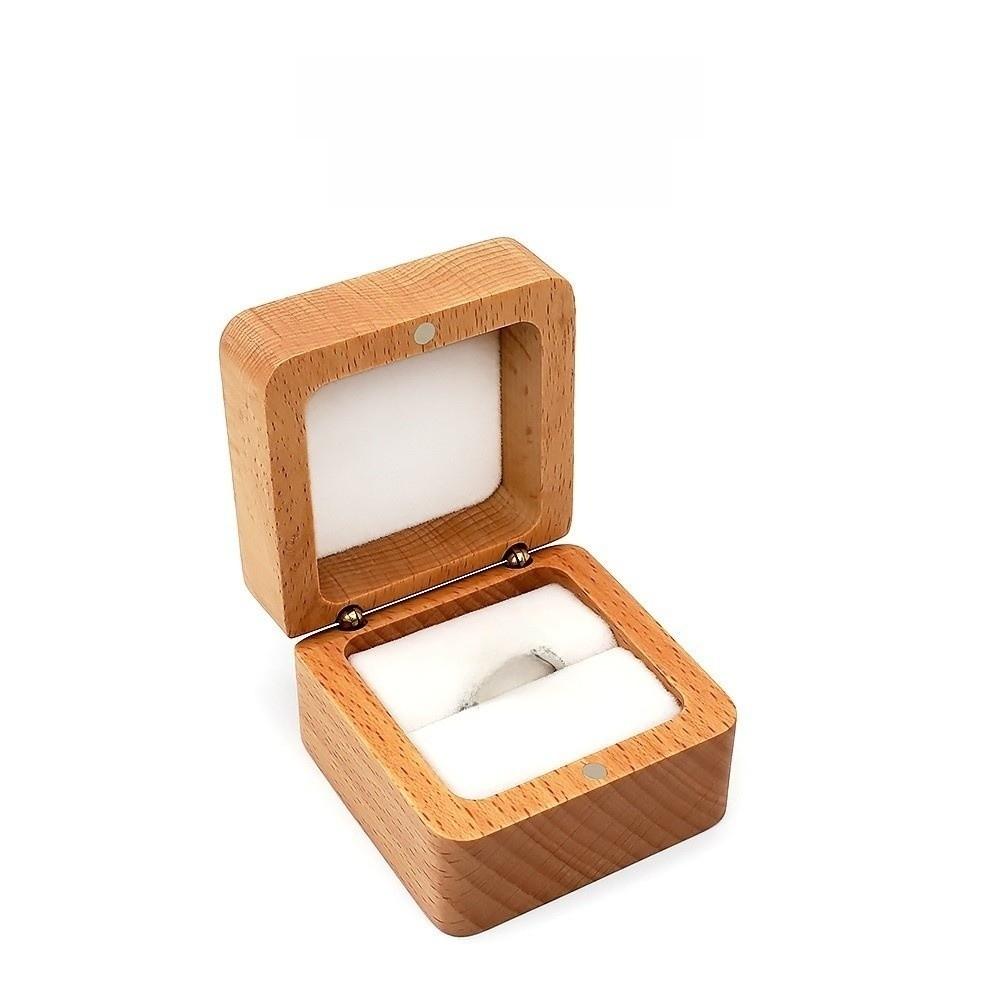 Simple Velvet Wood Rings Box Jewlery Storage Ring Earring Holder Retro Jewlery Organizer Ring