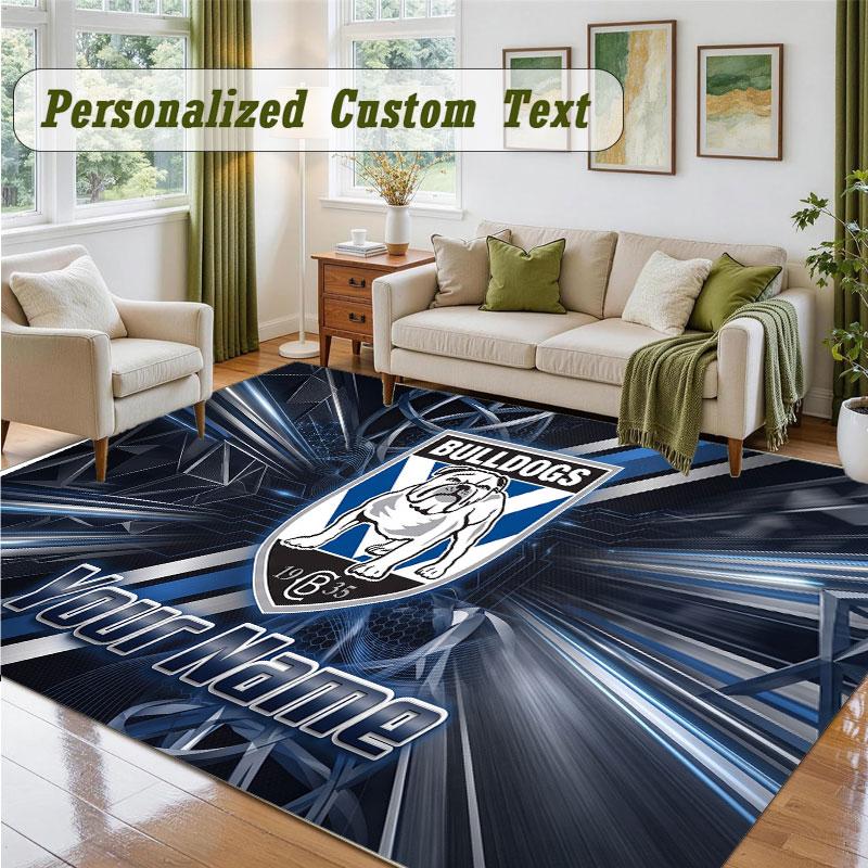 Crystal Velvet Square Rug Custom NameCanterbury-Bankstown Bulldogs Pattern Non Slip Home Floor Decor Rug