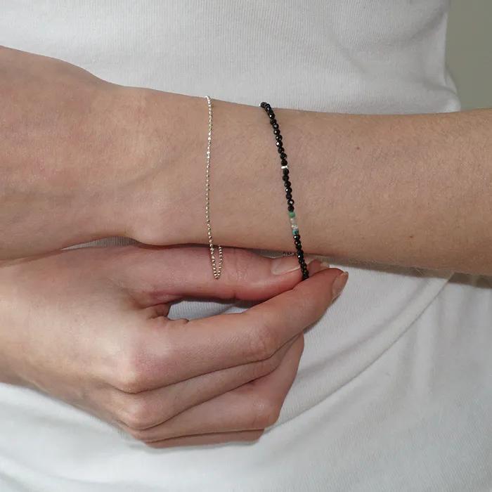 СЕРЕБРО 925_БЛЕСТЯЩИЙ БРАСЛЕТ ЧЕРНЫЙ