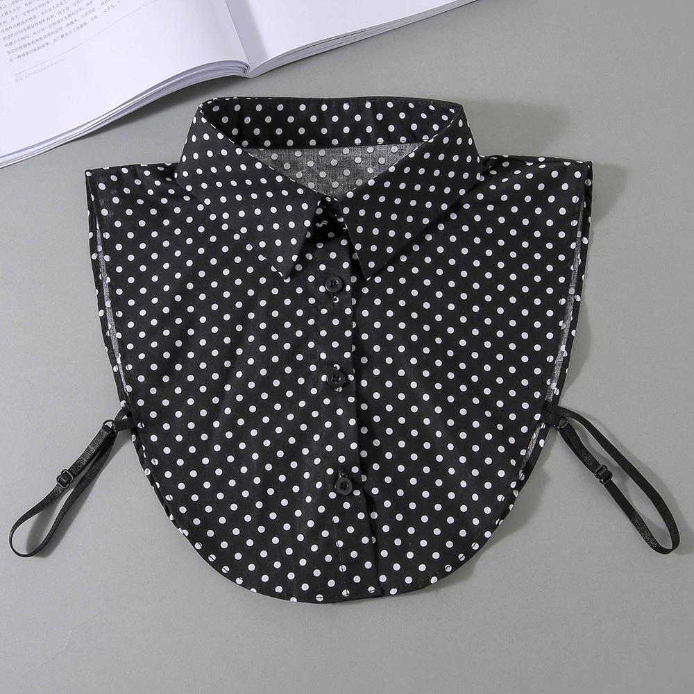 Classic Dots Front Tie White Fake Collar For Women Stand Detachable Collar Fake Half Shirt Blouse Girls Vintage False Collar New