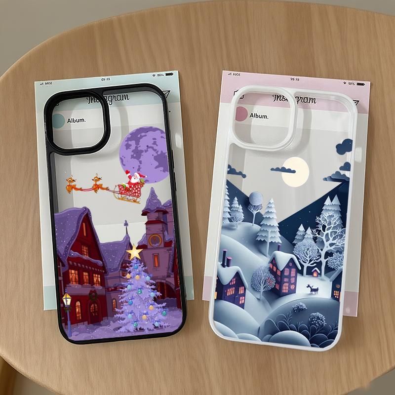 Чехол для телефона Merry Christmas Tree Snow Scene для iPhone 14 13 12 Mini 11 Pro Max 16 15 Pro Max XS XR X 17 8 plus Ударопрочная крышка