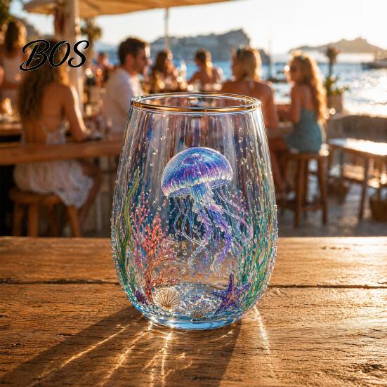 Bird And Flower Tea Cup Sea Turtle Glass Tumbler, Ocean Theme Drinking Mug, Borosilicate Coffee Juice Wine for Juice, Beach Gift Nature Lovers