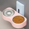 Double Bowl Dog Eatting Bowl Space Saving Pet Feeding Bowl Cats Watering Bowl  for Small Dogs