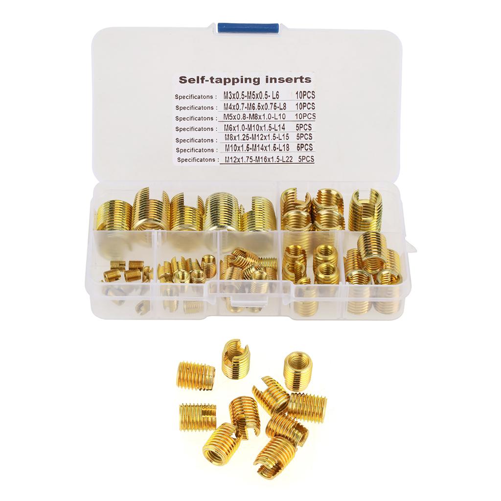 Self Tapping Insert Thread    Tool Nut Inserts with Great Strength and Stability for Metal and Plastics Processing Industry 50Pcs Brass Inserts C