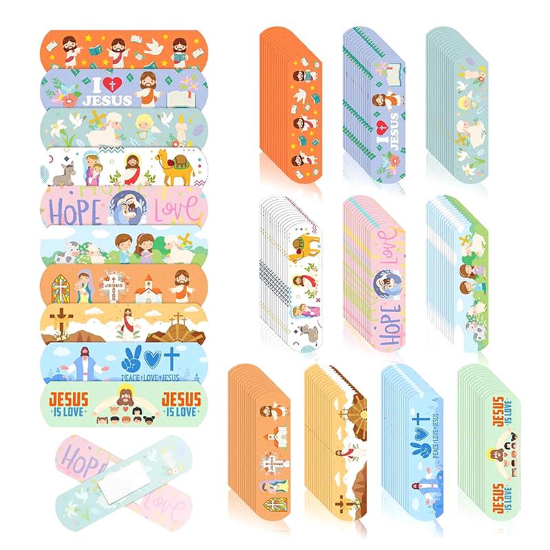 10 Мультяшные Иисус Пластыри Водонепроницаемые Дышащие Гемостатические Адгезивные Повязки Первая Помощь Порезы Царапины Пластыри Для Детей
