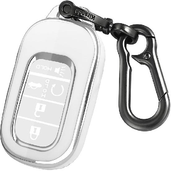 For Honda Key Fob Cover,Case With Keychain,Soft TPU Protection Key Shell/Skin,5 Buttons Fit   Accord Civic HR-V CR-V Pilot Remote Key(Black)