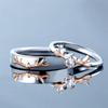 Internet Celebrity Fashion Simple Elk Horn Shape Couple Ring, Two-Color Copper Inlaid Zircon Combination Ring